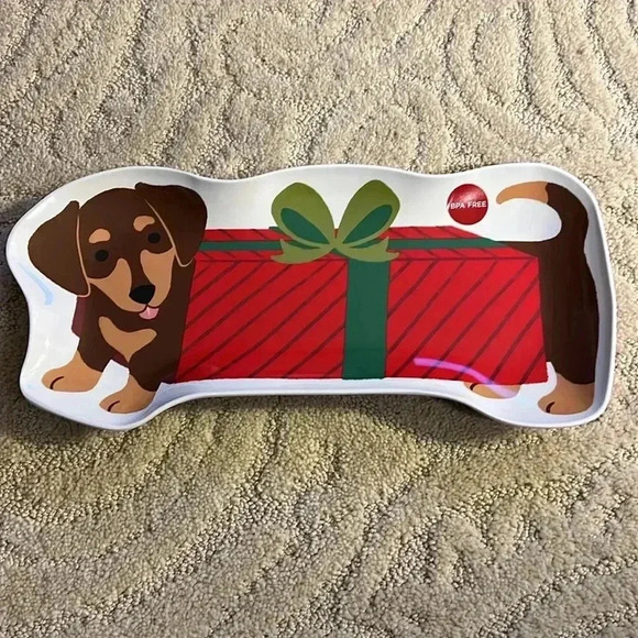 Dachshund  Christmas Serving Tray  NWT St. Nicholas Christmas Tradition - Picture 1 of 7